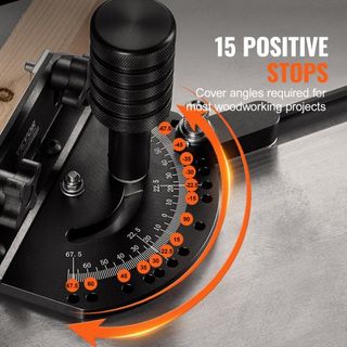 Medidor de Inglete de Precisión, Ranura Estándar 19 x 9.5 mm, Medidor de Inglete de Aleación de Aluminio para Sierra de Mesa con Rejilla de 45.7 cm 15 Paradas de Ángulo Ajustables, Plunger Cargado...