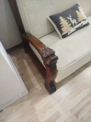 Sofá y 2 sillones madera S.XIX