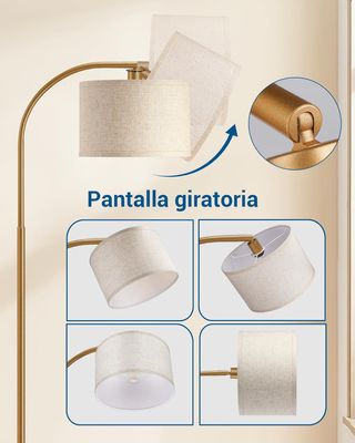 Lámpara de pie E27 dorada y beige