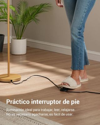 Lámpara de pie E27 dorada y beige