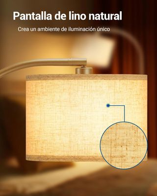 Lámpara de pie E27 dorada y beige