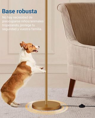 Lámpara de pie E27 dorada y beige