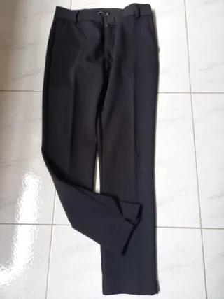 Pantaloni neri dritti con spacchetti Tg40
