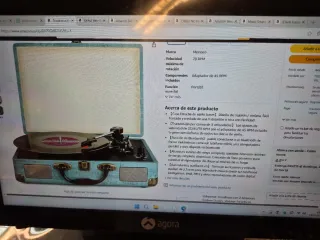 Tocadiscos Vintage Maletín Verde y Beige