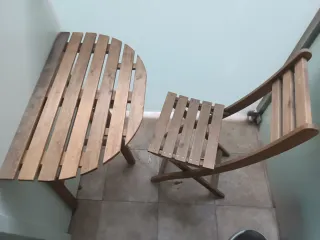 Mesa y Sillas Terraza Madera Marrón