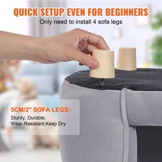 Sofá para Mascotas, Sofá para Perros Pequeños y Gatos, Cama Sofá de Perro de Terciopelo Suave, Sofá para Gatos de Carga de 66 lbs, Gris Oscuro