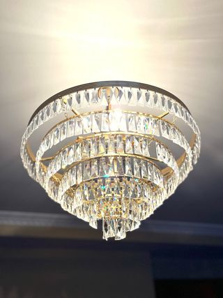 Lámpara de techo de cristal dorada