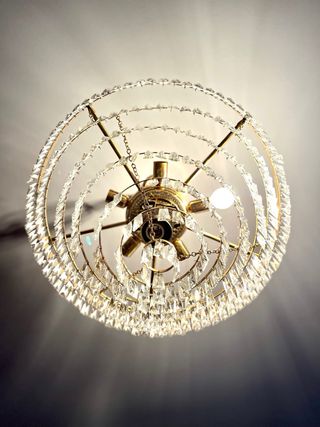 Lámpara de techo de cristal dorada