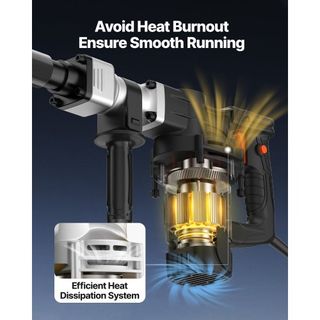 Martillo Demoledor de Concreto 1400W Martillo Eléctrico 2 Puntas de Cincel