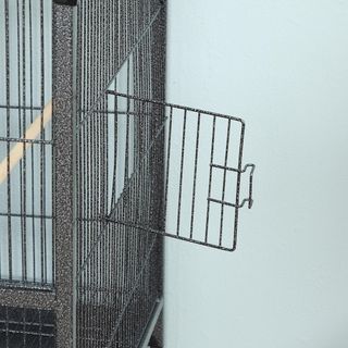 Doble Jaula para Aves de Metal de Alta Calidad con Bandejas Extraíbles, Soporte Estable con 4 Ruedas y Estante, 95X45.5X102Cm, Negro Gris