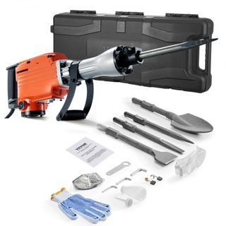 Martillo Demoledor Eléctrico 2200W con 4 Puntas de Cincel