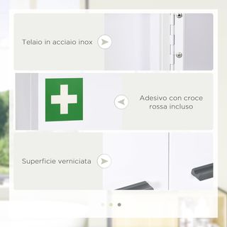 Armario de Medicamentos de 6 Estantes con Cerradura y 2 Llaves de Seguridad, Mueble para Medicinas de Acero, 55X18X60 Cm, Blanco