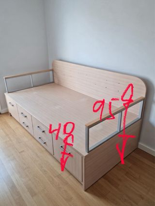 Cama 190cm con cajones madera