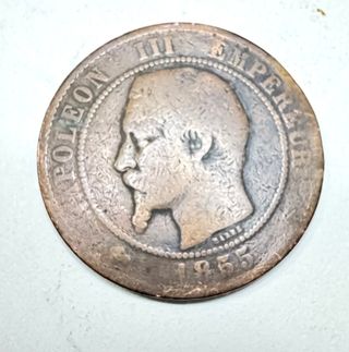 Moneda Antigua Napoleón III Emperador 1855