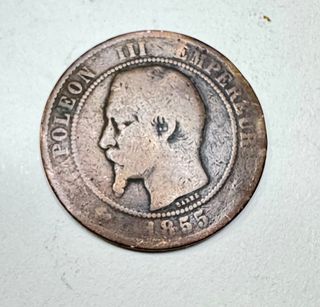 Moneda Antigua Napoleón III Emperador 1855