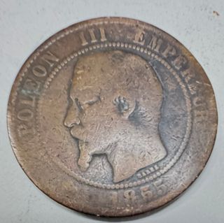 Moneda Antigua Napoleón III Emperador 1855