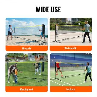 Red de bádminton, red de voleibol ajustable en altura, red de pickleball plegable de 14 pies de ancho, conjunto de red de tenis portátil de fácil instalación con postes, soporte y bolsa de transpo...