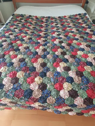 Colcha algodón piezas yo-yo