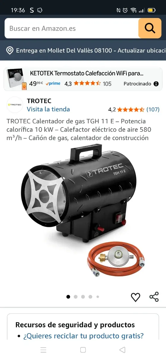 Calentador cañón propano negro