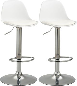 Set di 2 Sgabelli da Bar Alti con Altezza Regolabile, Sgabelli da Cucina Alti in PU con Schienale, Poggiapiedi, Sedile Morbido, Struttura in Acciaio, Sedie da Bar Alte Girevoli a 360°, per...