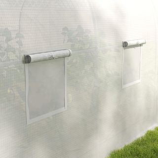 Invernadero de Jardín, Invernadero de Túnel para Jardín con Puerta enrollable y 6 Ventanas, para Huerto de Polietileno y Acero, 3.5X3X2 M, Blanco