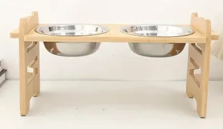 Comedero doble bambú para perros