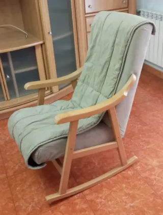 Sillones Mecedora Tela y Madera