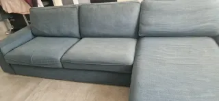 Sofá modular 3 plazas azul/gris