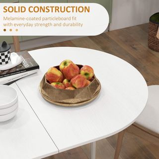 Mesa de Comedor Plegable, 163X80 Cm Escritorio Plegable Ahorra Espacio Con 2 Alas Ovaladas para 6 Personas, Mesa de Cocina con Alas, Ideal para Sala de Estar, Casa, Oficina, Blanca