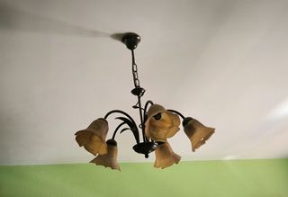 Lámpara de techo forja 5 tulipas