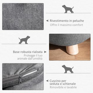 Cama para Perros de Tamaño Pequeño, Sofá para Perros de Interior con Cojín, 70X47X30Cm, Gris Antracita