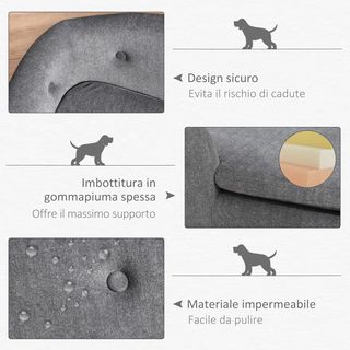 Cama para Perros de Tamaño Pequeño, Sofá para Perros de Interior con Cojín, 70X47X30Cm, Gris Antracita