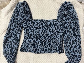 Top Zara Estampado Animal Azul