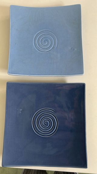 Juego Vajilla Cuadrada Tonos Azules