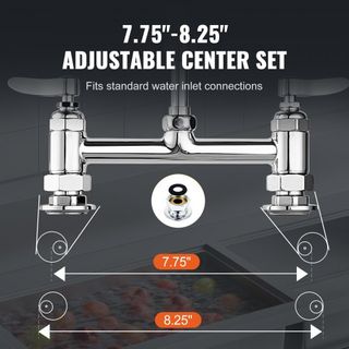 Grifo Comercial con Rocío Prelavado, Altura de 44", Centro de 8", Boca Giratoria de 12", Grifo de Cocina Montado en la Mesa, Dispositivo de Latón con Rocío Desplegable, para Fregadero de 1/2/3 Com...