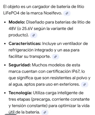 Cargador Batería NOEF EVO Lifepo4