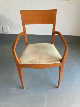 6 Sillas Madera Cerezo Tapizado Beige