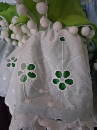 Traje Flamenca Niña Verde Manzana y blanco