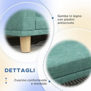 Sofá para Perros de Tamaño Grande con Patas Elevadas y Cojín Desmontable, Sofá para Perros de Poliéster y Madera, 98X67X25 Cm, Verde Claro