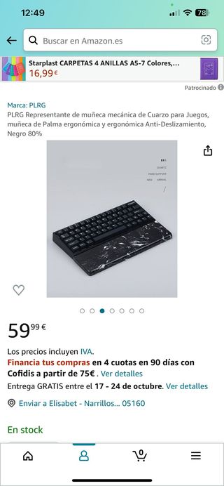 Reposamuñecas ergonómico efecto mármol