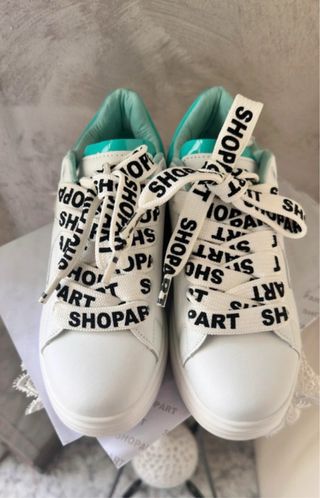 Scarpe Shop Art bianche e verde acqua