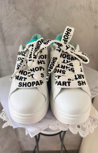 Scarpe Shop Art bianche e verde acqua