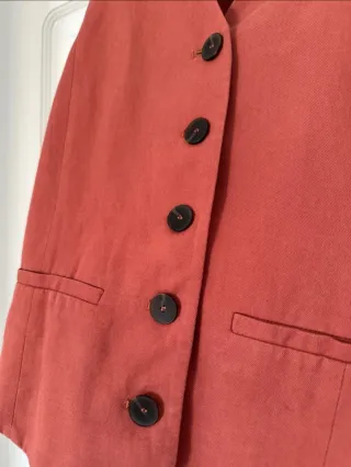 Chaleco Mango Lino Rosa