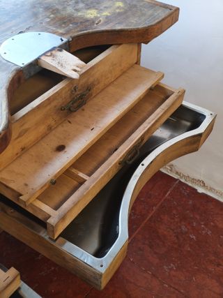 Mesa de joyero doble antigua, totalmente funcional