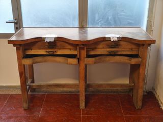 Mesa de joyero doble antigua, totalmente funcional