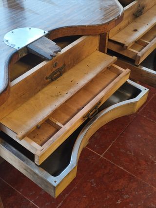 Mesa de joyero doble antigua, totalmente funcional