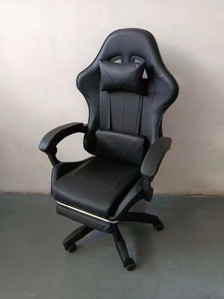 Sedia Gaming Blu e Nera con Poggiapiedi