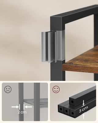 Estantería Alta de 6 Estantes, Estante de Almacenamiento, Estructura de Acero, Salón Dormitorio Oficina, 30 X 66 X 186 Cm, Industrial, Marrón Vintage y Negro Tinta LLS062B01