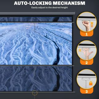 Pantalla de Proyector 120 Pulgadas Formato 1:1, Tela de Proyector Retráctil Con Ángulo De 160° Y Montaje en Techo O Pared, 223X8X223 Cm, Blanco