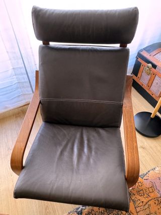 Sillón IKEA POÄNG piel + reposacabezas +reposapiés